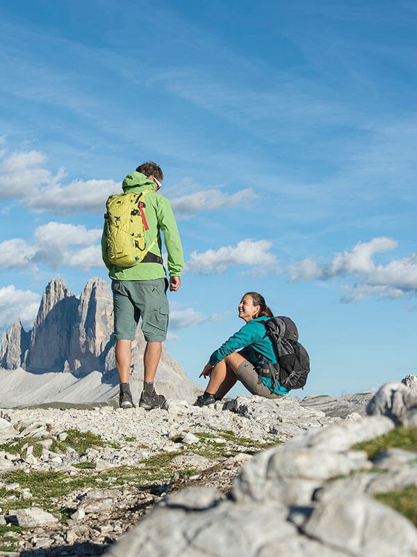 Hiking in the summer vacation at the Plan de Corones in South Tyrol